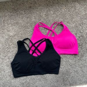 Two pack- hot pink and black of stretchy bralettes